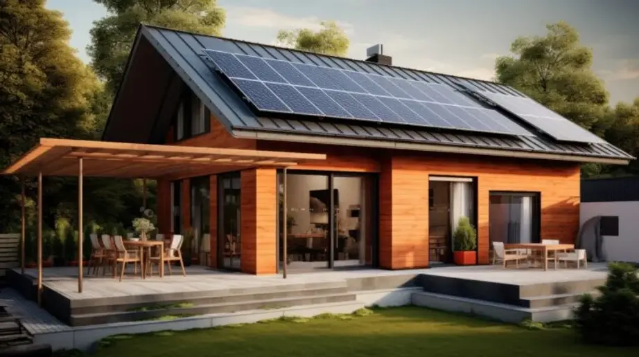 Maison neuve avec des panneaux solaires